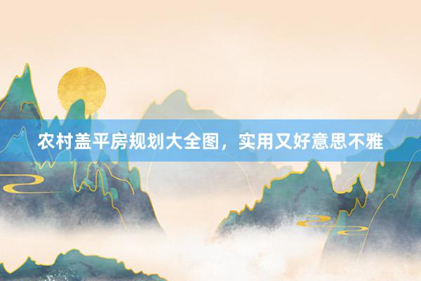 农村盖平房规划大全图，实用又好意思不雅